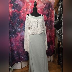 Vintage Halter Y2K Dress Wrap Tie Light Sage Green Large